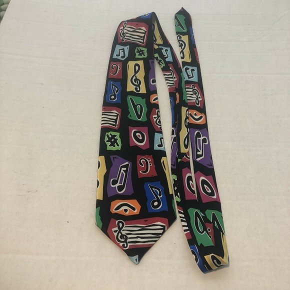 Chesbro Music Co Colorful Music Notes And symbols 100% Silk Tie - Picture 4 of 12